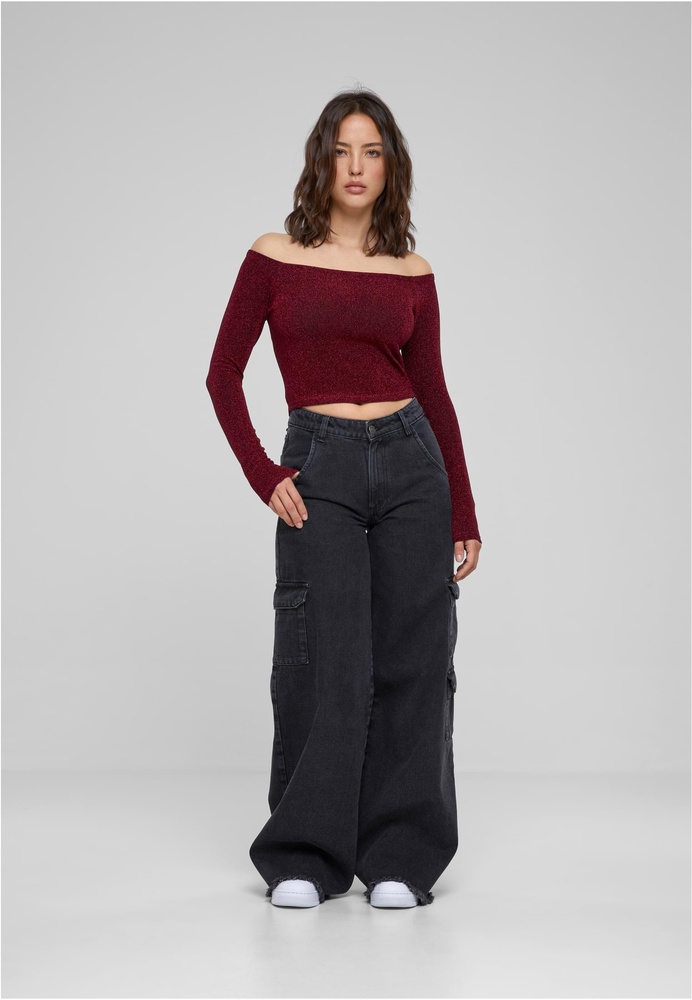 UrbanClassicsDamenLadiesOffShoulderGlitterLongsleeveTB6125