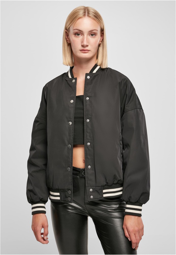 UrbanClassicsDamenJackeLadiesOversizedRecycledCollegeJacketBlack