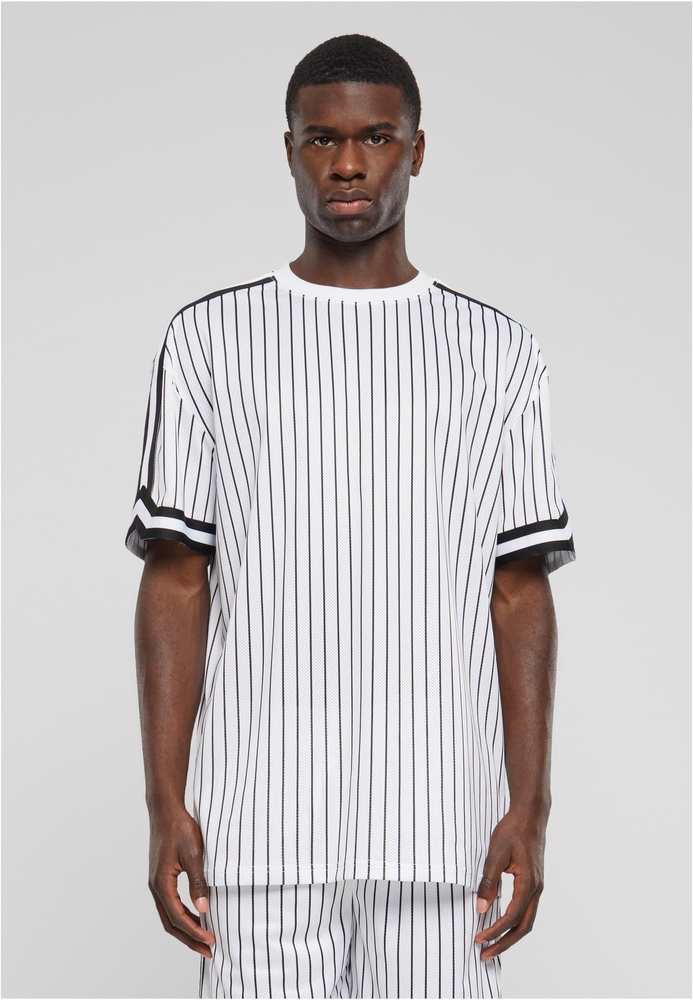 UrbanClassicsT-ShirtOversizedStripedMeshTeeTB6680WhiteBlack-3XL