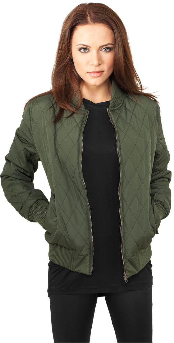 UrbanClassicsDamenLeichteJackeLadiesDiamondQuiltNylonJacketOlive-L