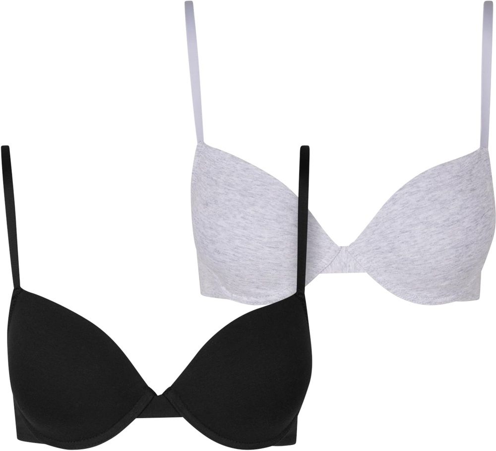 UrbanClassicsDamenBHmitBgelLadiesBasicCottonBra2-PackTB7652ABlackHeathergrey-70A