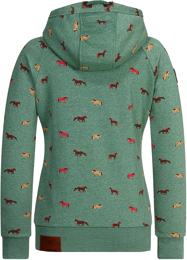 NaketanoDamenSweatjackeBrazzo1801-0301PineGreenMelangeSmallHorses-XS