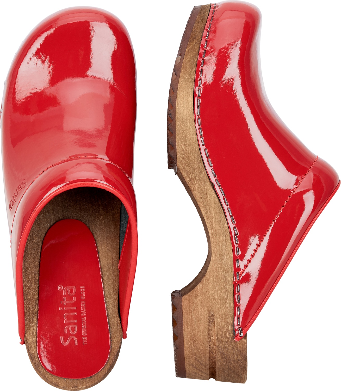SanitaDamenOffenerClogWood-ClassicPatentOpenRed-35