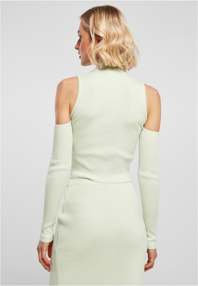 UrbanClassicsDamenLadiesRibKnitCutOutSleeveLongsleeveLightmint-3XL
