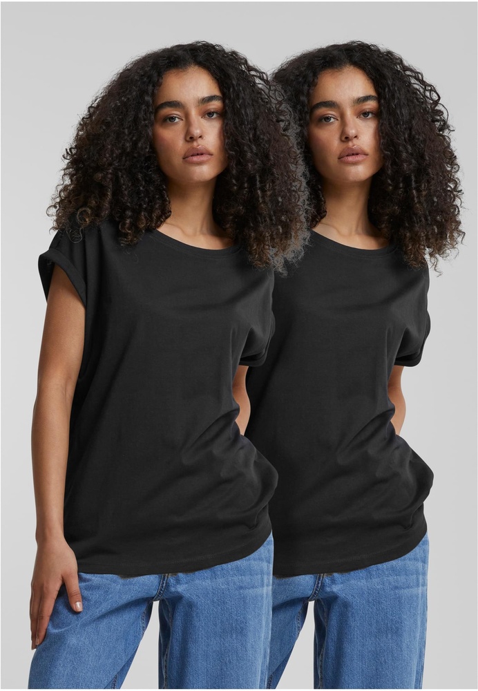 UrbanClassicsDamenPre-PackLadiesExtendedShoulderTee2-PackPP771PBlack-3XL