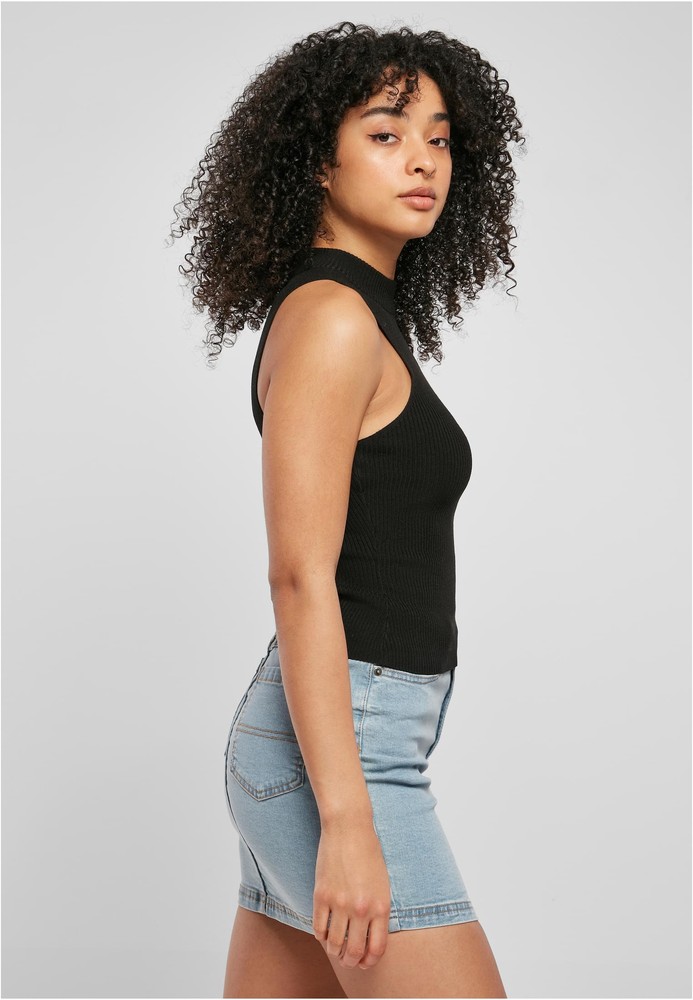 UrbanClassicsDamenShirtLadiesShortRibKnitTurtleneckTopBlack-3XL