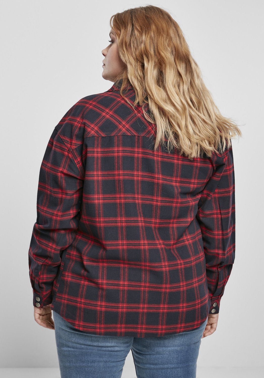 UrbanClassicsDamenHemdBluseLadiesOversizedOvershirtMidnightnavyRed