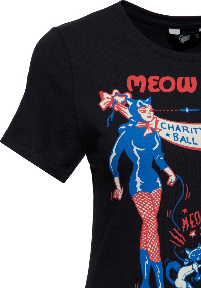 QueenKerosinDamenBasicT-ShirtMeowMeowQKU41015