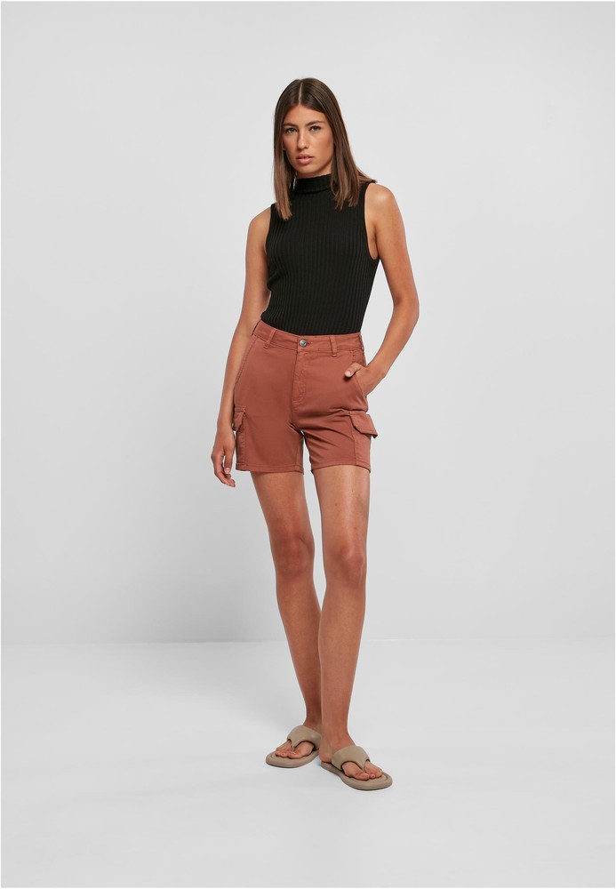 UrbanClassicsDamenLadiesHighWaistCargoShortsTerracotta-26