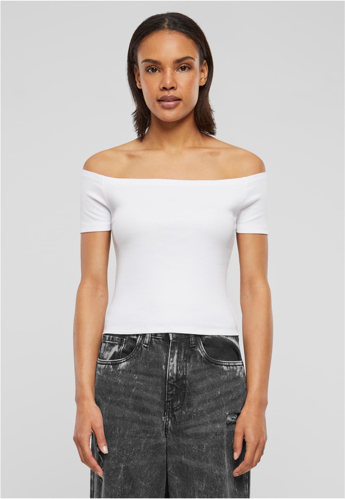 UrbanClassicsDamenT-ShirtLadiesOrganicOffShoulderRibTeeTB6184White-3XL