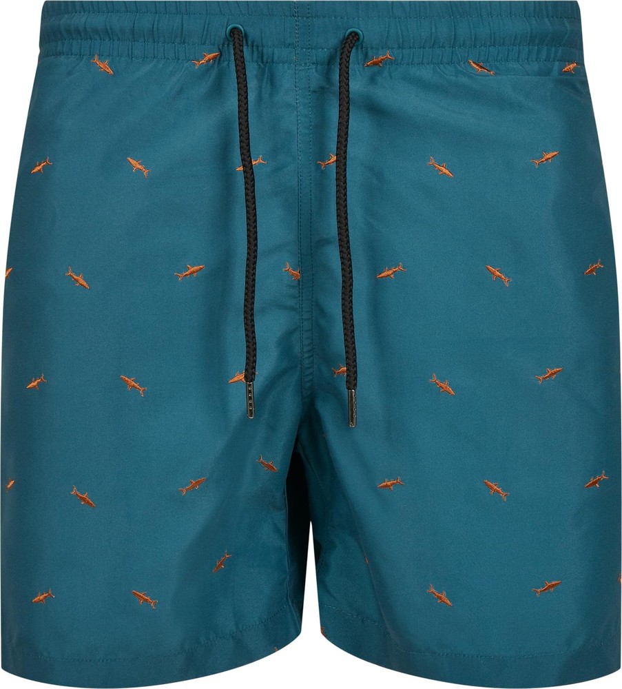 UrbanClassicsEmbroiderySwimShortsSharkTealToffee-3XL