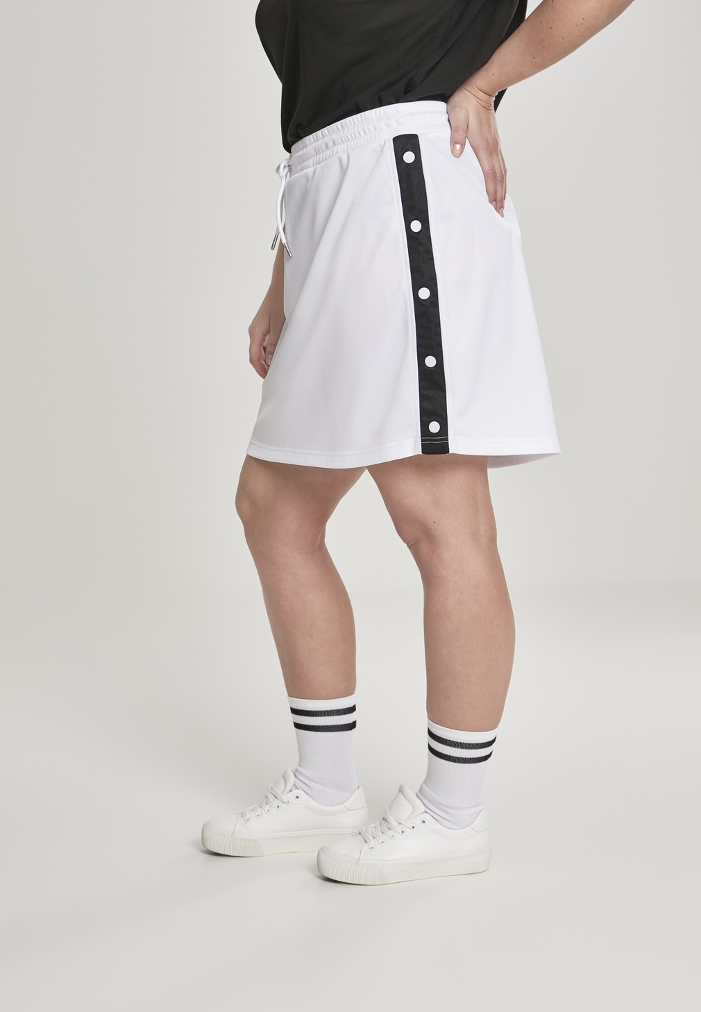 UrbanClassicsRockLadiesTrackSkirtWhiteBlackWhite-3XL