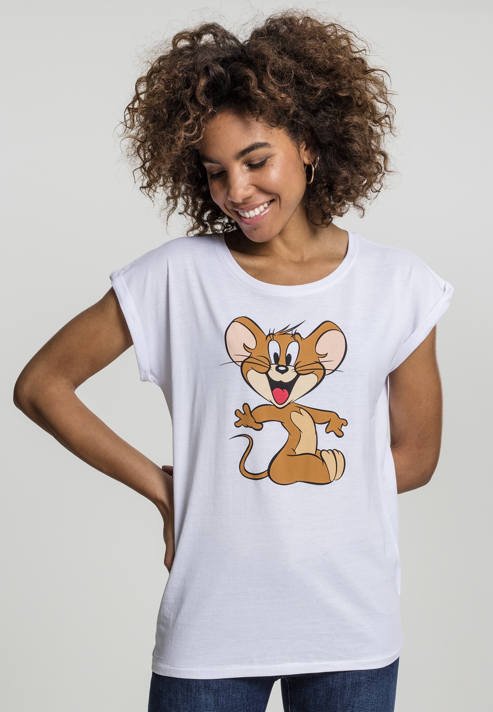 MerchcodeFemaleShirtLadiesTomJerryMouseTeeWhite