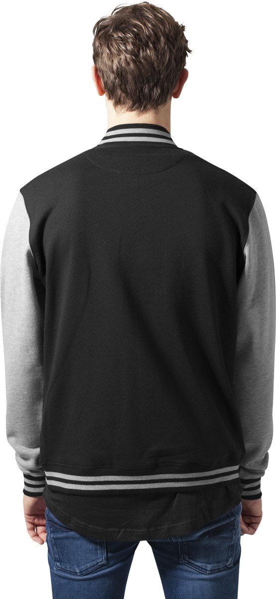 UrbanClassicsCollegeJacke2-toneCollegeSweatjacketBlackGrey-3XL