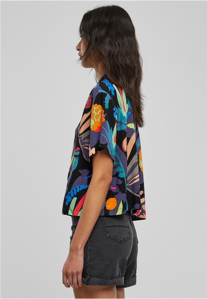 UrbanClassicsDamenLadiesViscoseResortShirtBlackfruity-3XL