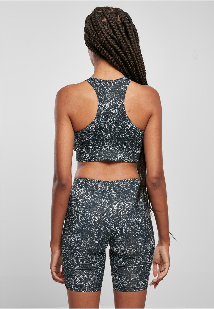 UrbanClassicsDamenBHLadiesTieDyeSportsBraBlackWhite