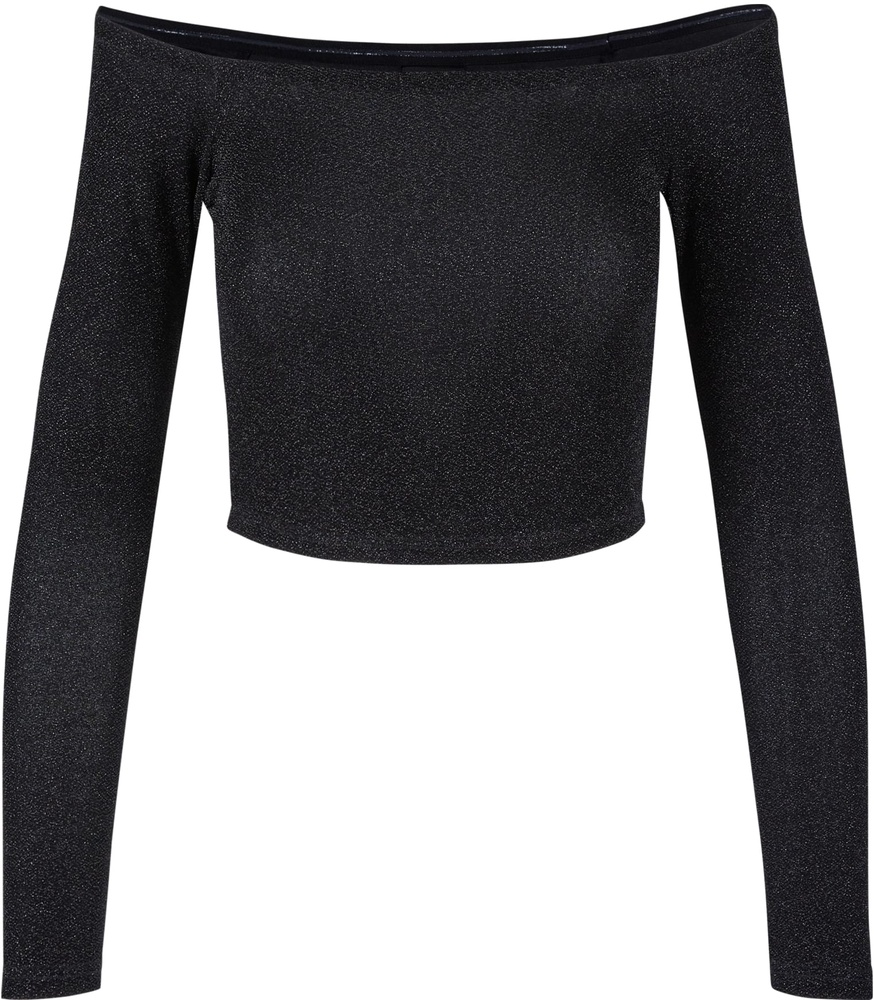 UrbanClassicsDamenLadiesOffShoulderGlitterLongsleeveTB6125Black-3XL