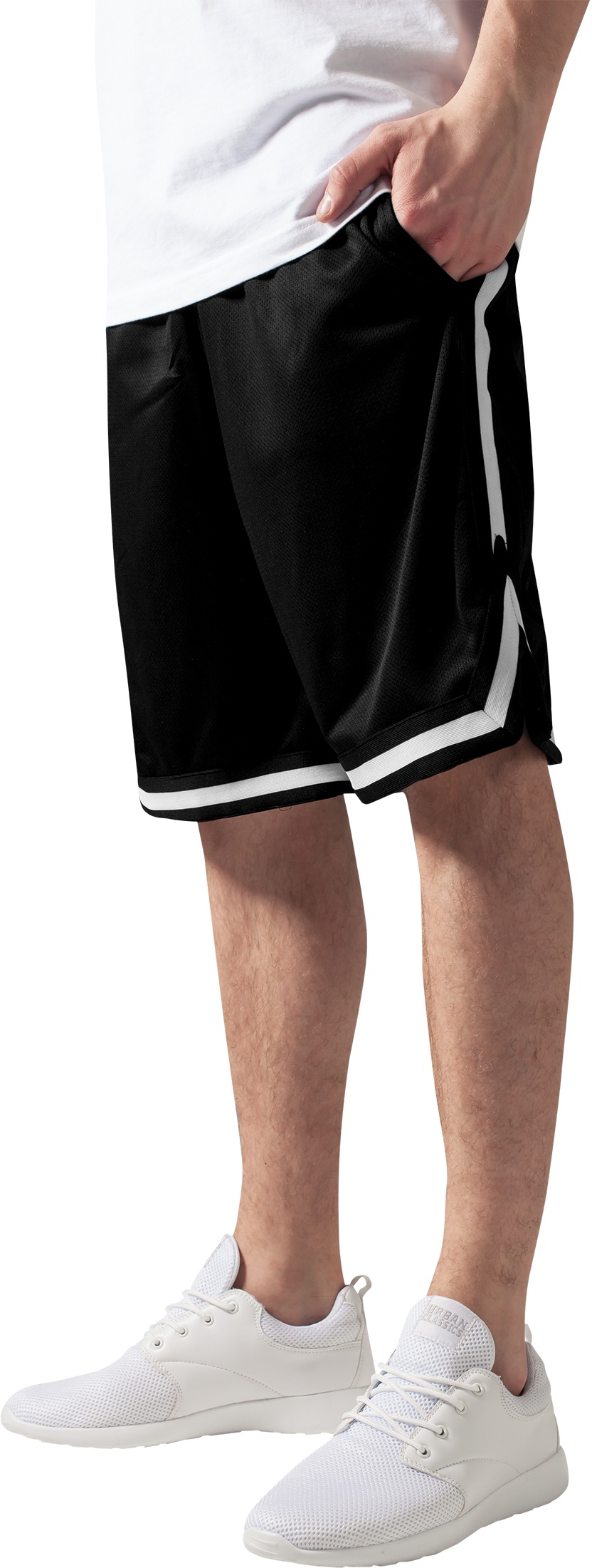 UrbanClassicsShortsStripesMeshShortsBlackblackwhite-3XL