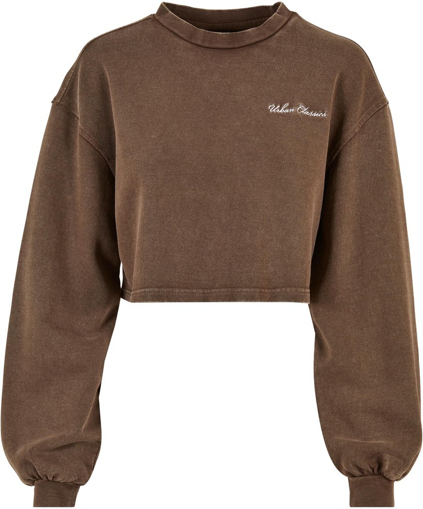 UrbanClassicsDamenLadiesCroppedSmallEmbroideryTerryCrewneck