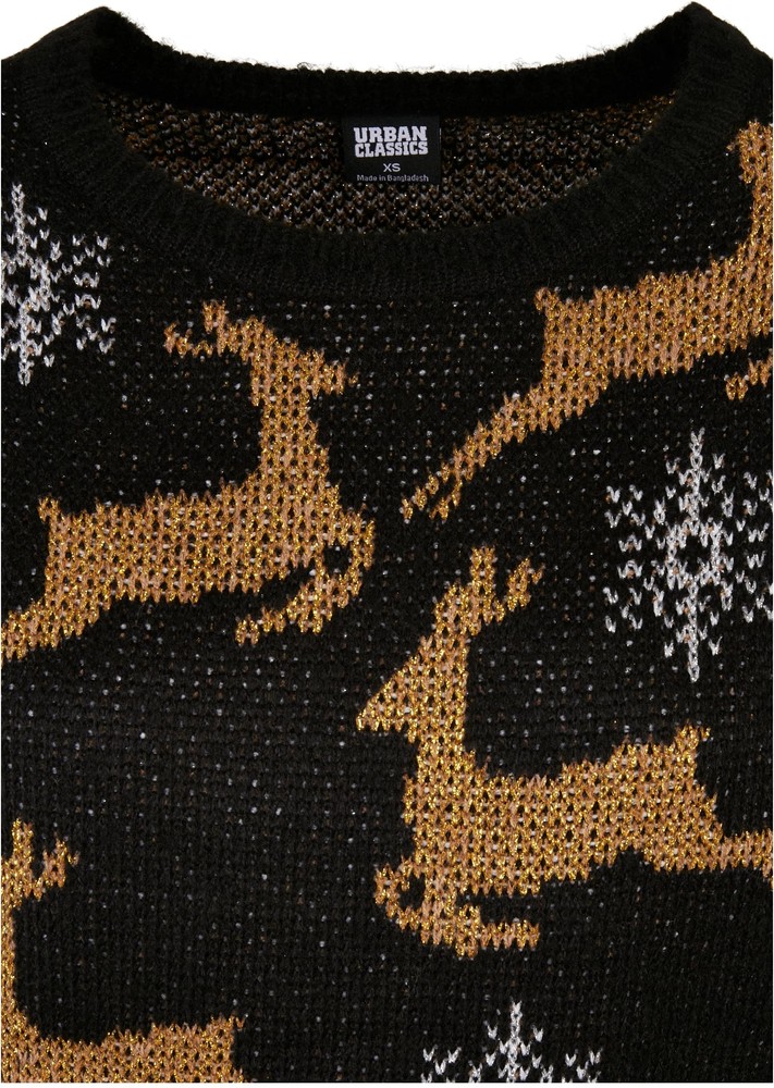 UrbanClassicsDamenSweatshirtLadiesOversizedChristmasSweaterBlackGold