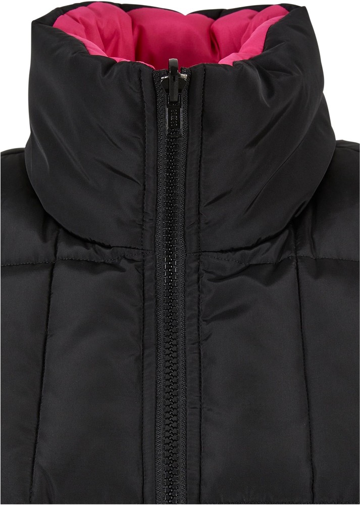 UrbanClassicsDamenWesteLadiesReversibleCroppedPufferVestBlackFuchsia-3XL
