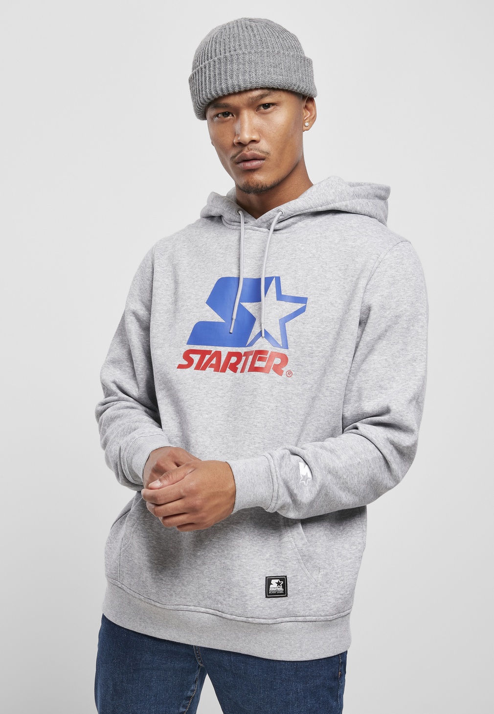 StarterBlackLabelHoodieStarterTwoColorLogoHoodyHeatherGrey-L
