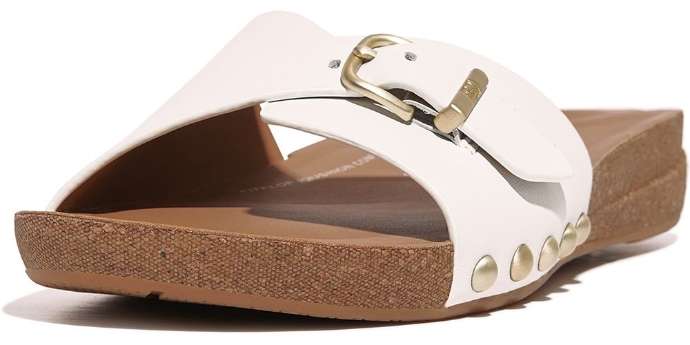 FitFlopDamenSandalenIqushionAdjustableBuckleLeatherSlidesHF1UrbanWhite-36