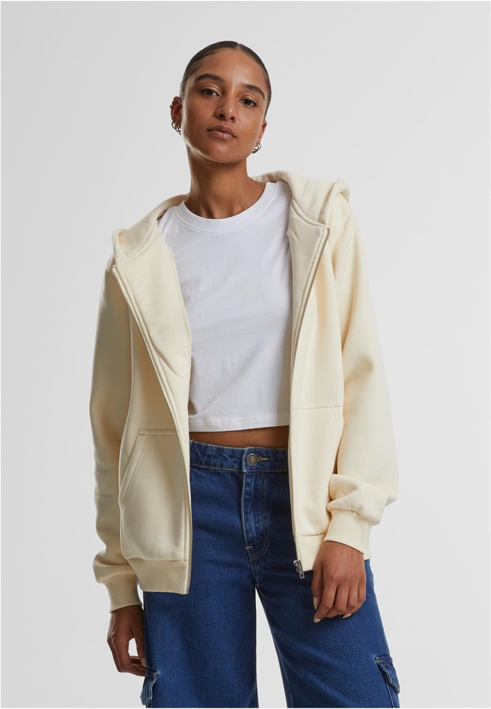 UrbanClassicsDamenLadiesFluffyZipHoodyTB7286Whitesand-3XL