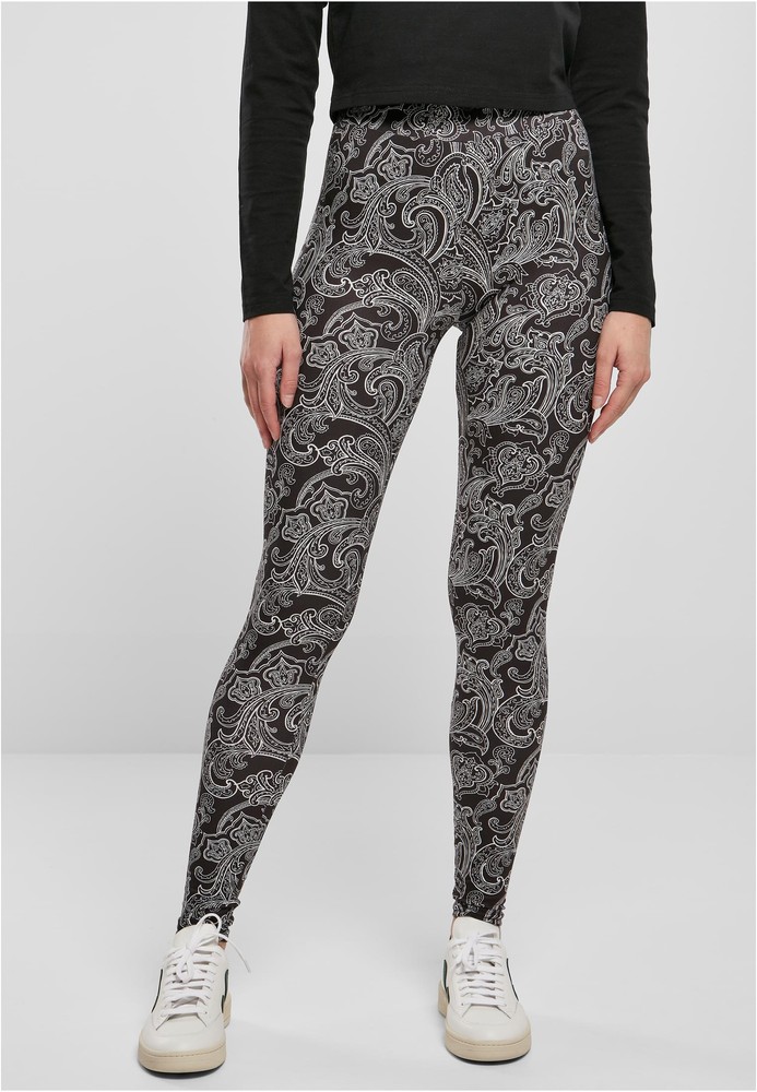 UrbanClassicsDamenLadiesSoftAopLeggingsBlacknewpaisley-3XL