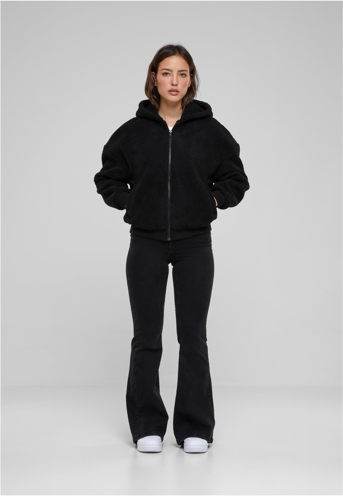 UrbanClassicsDamenLadiesOversizedSherpaZipHoodyTB6133Black-3XL