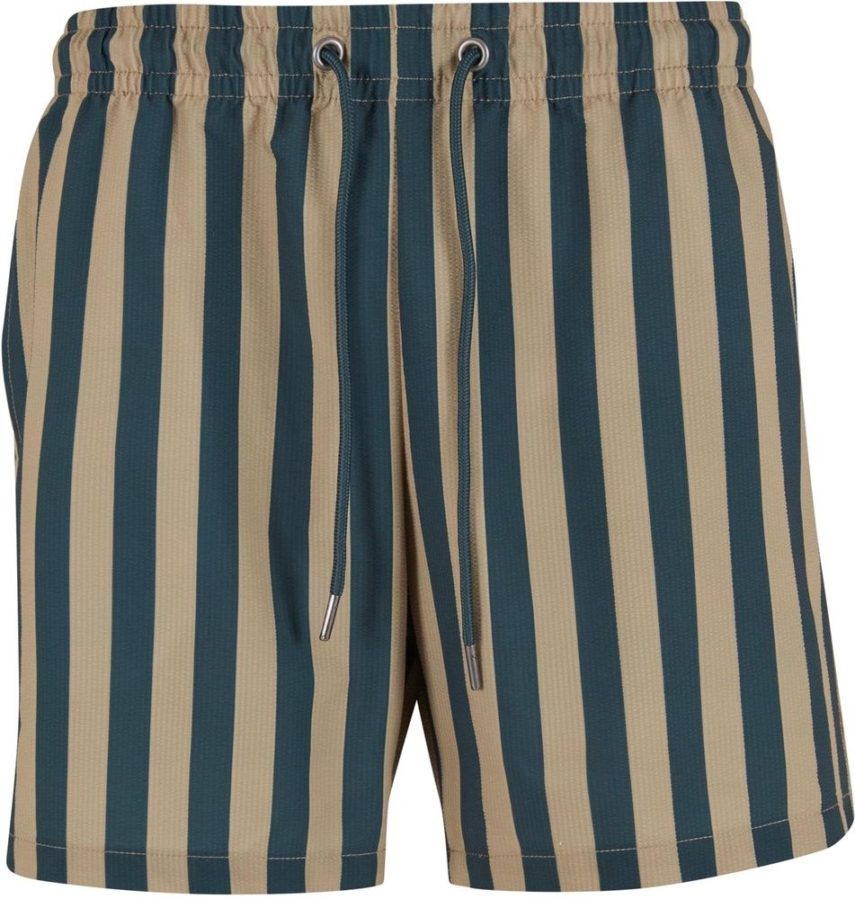 UrbanClassicsBadeshortsStripedSeersuckerSwimShortsTB7347BottlegreenUnionbeige-3XL