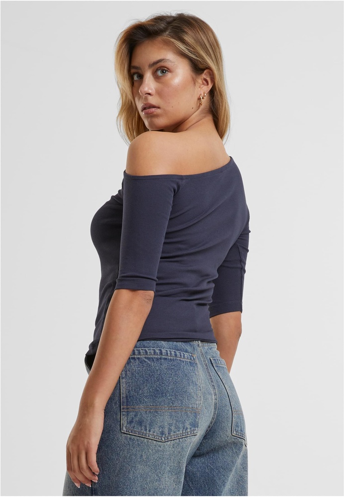 UrbanClassicsDamenLadiesOrganicAsymmetricRibTeeTB7096Navy-3XL