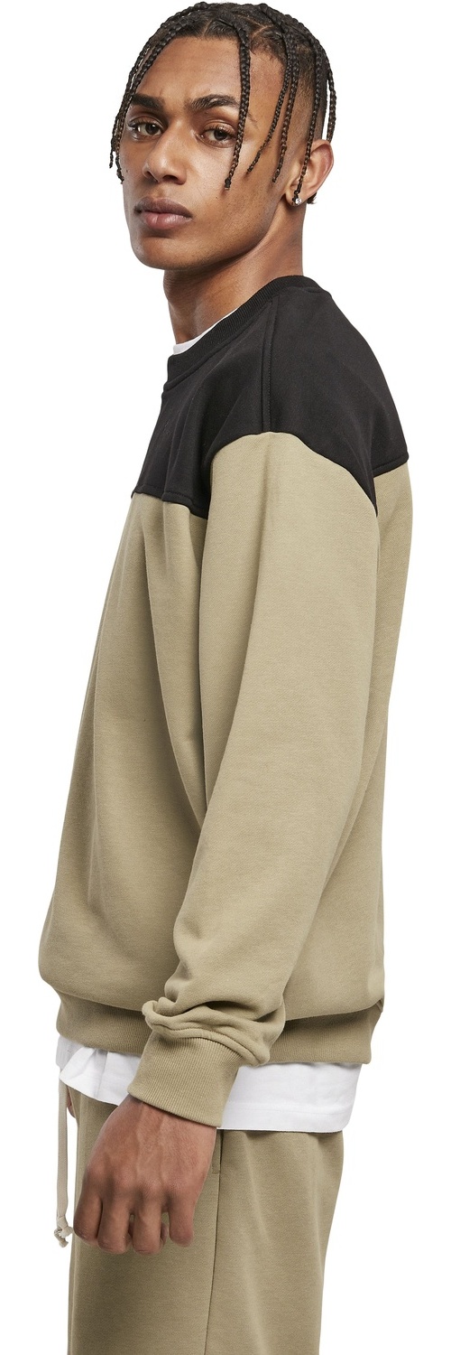 UrbanClassicsHoodieSweatshirtUpperBlockCrewneckKhakiBlack-3XL