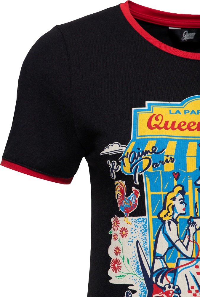 QueenKerosinDamenVintageContrastT-ShirtQueenCafeQKU41002