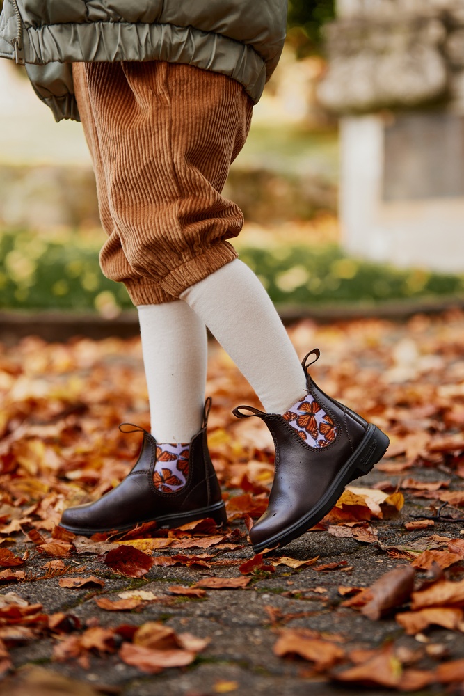 BlundstoneKinderChelseaBoots2395BrownLeatherWithButterflyLilacElasticKidsBrown-K8UK