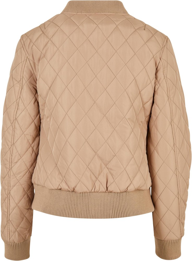 UrbanClassicsDamenJackeLadiesDiamondQuiltNylonJacketUnionbeige-3XL