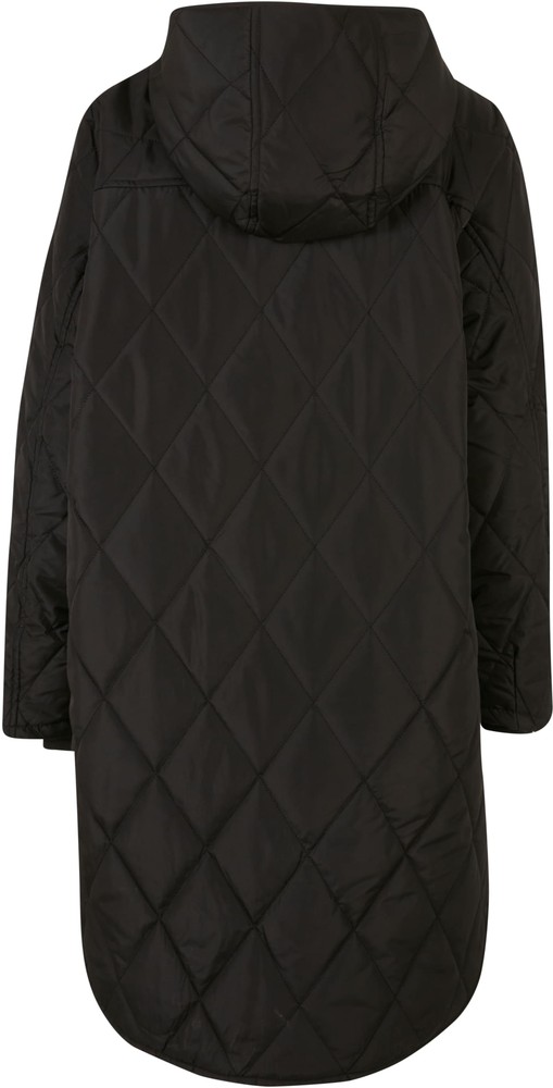UrbanClassicsDamenSweatshirtLadiesOversizedDiamondQuiltedHoodedCoatBlack