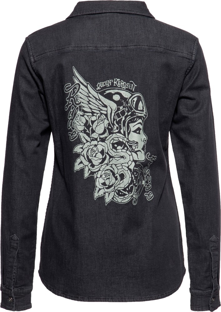 QueenKerosinDamenSnakeGirlWashedJoggdenimShirtSchwarz