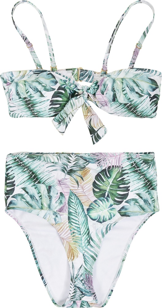 UrbanClassicsDamenBikiniLadiesHighWaistPatternBikiniLeafWhite