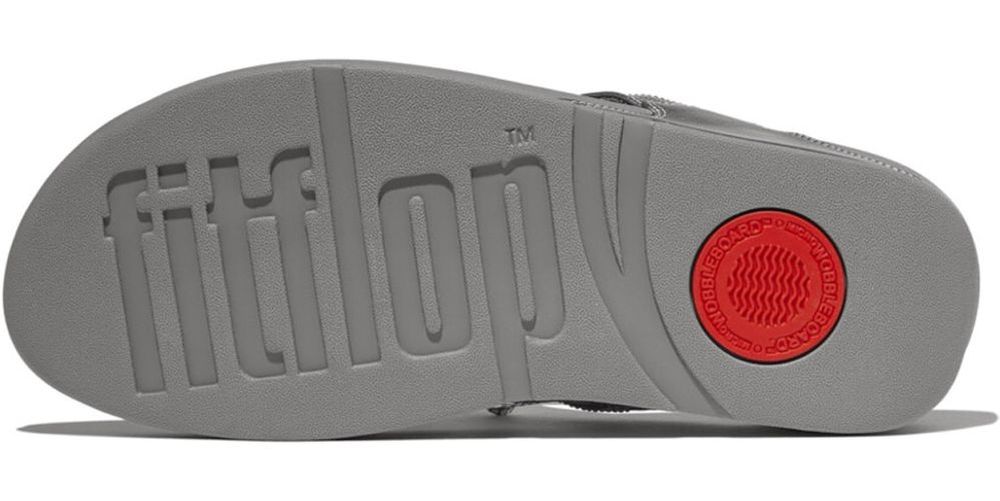 FitFlopDamenFlipFlopsLuluBeaded-ChainLeatherToe-PostSandalsE6FSilvereen-36