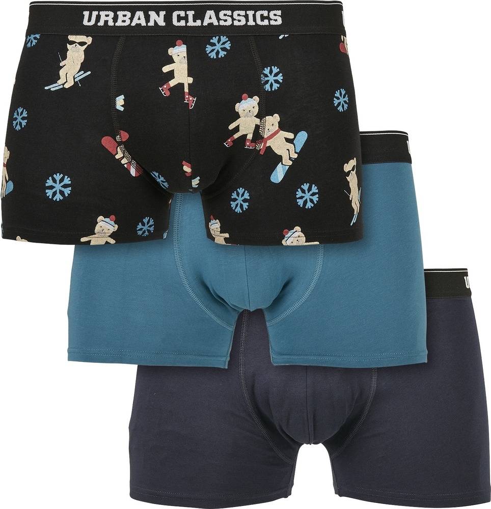 UrbanClassicsUnterhoseOrganicX-MasBoxerShorts3-PackTeddyAopJasperNavy-3XL