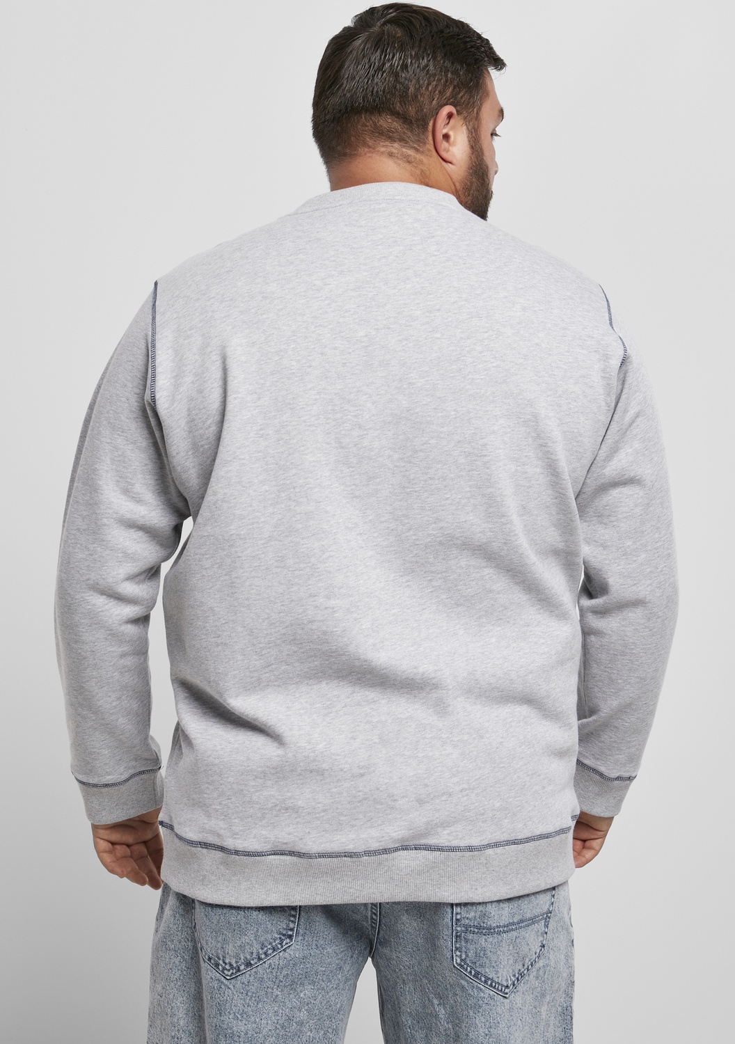 UrbanClassicsPulloverOrganicContrastFlatlockStitchedCrewGreyDarkblue