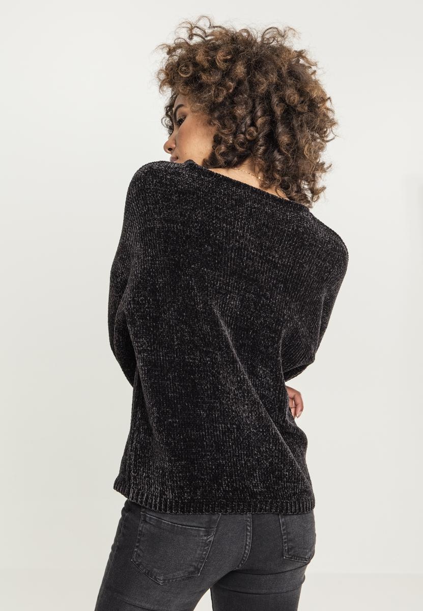 UrbanClassicsDamenPulloverLadiesOversizeChenilleSweaterBlack