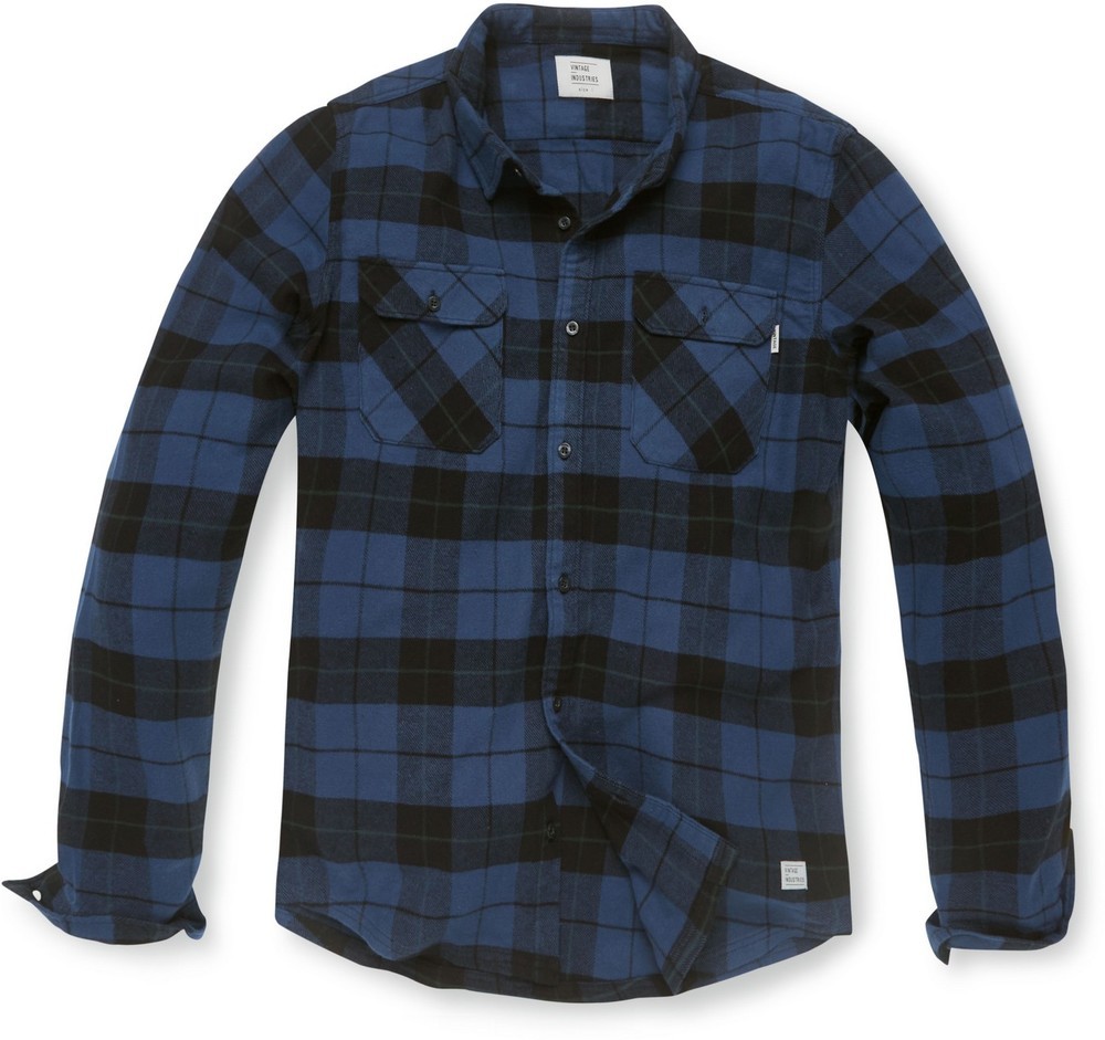 VintageIndustriesKarohemdSemFlannelShirtKobaltCheck-Sem-S