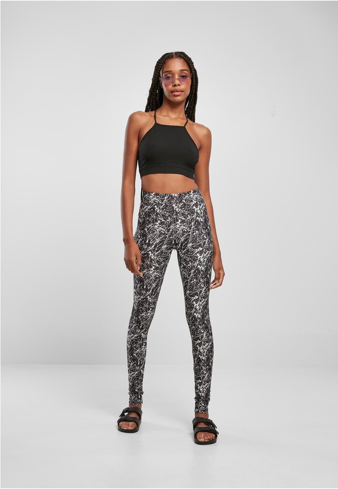UrbanClassicsDamenLadiesSoftAopLeggingsBlackpaint-3XL