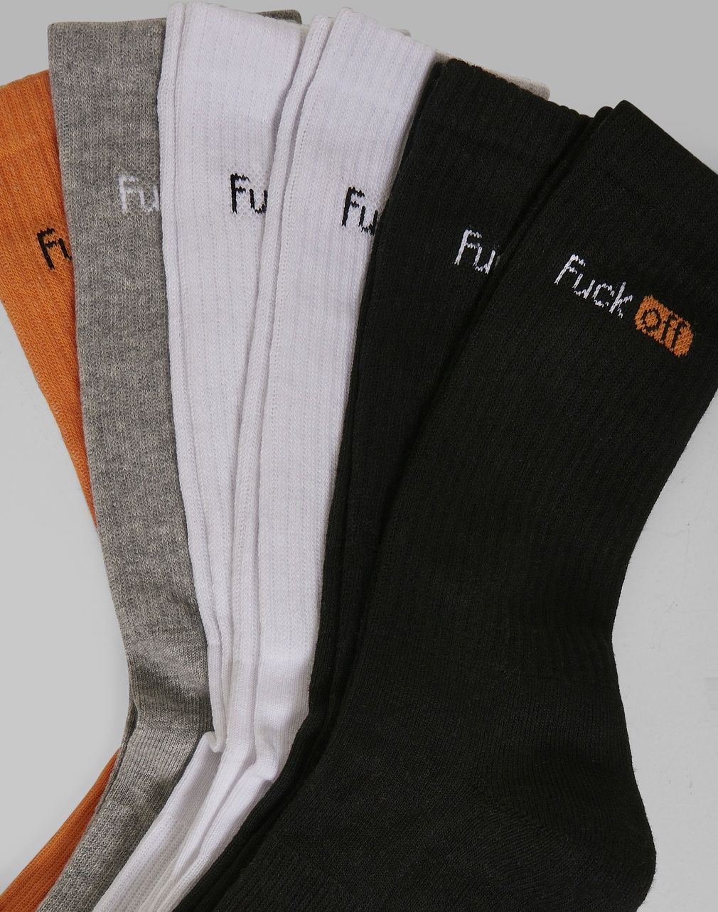 MisterTeeSockenFckOffSocks6-PackBlackWhiteGreyNeonorange