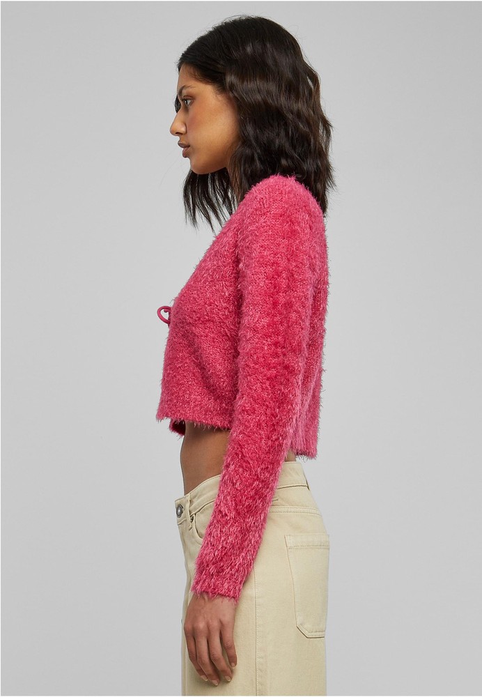 UrbanClassicsDamenLadiesTiedCroppedFeatherCardigan