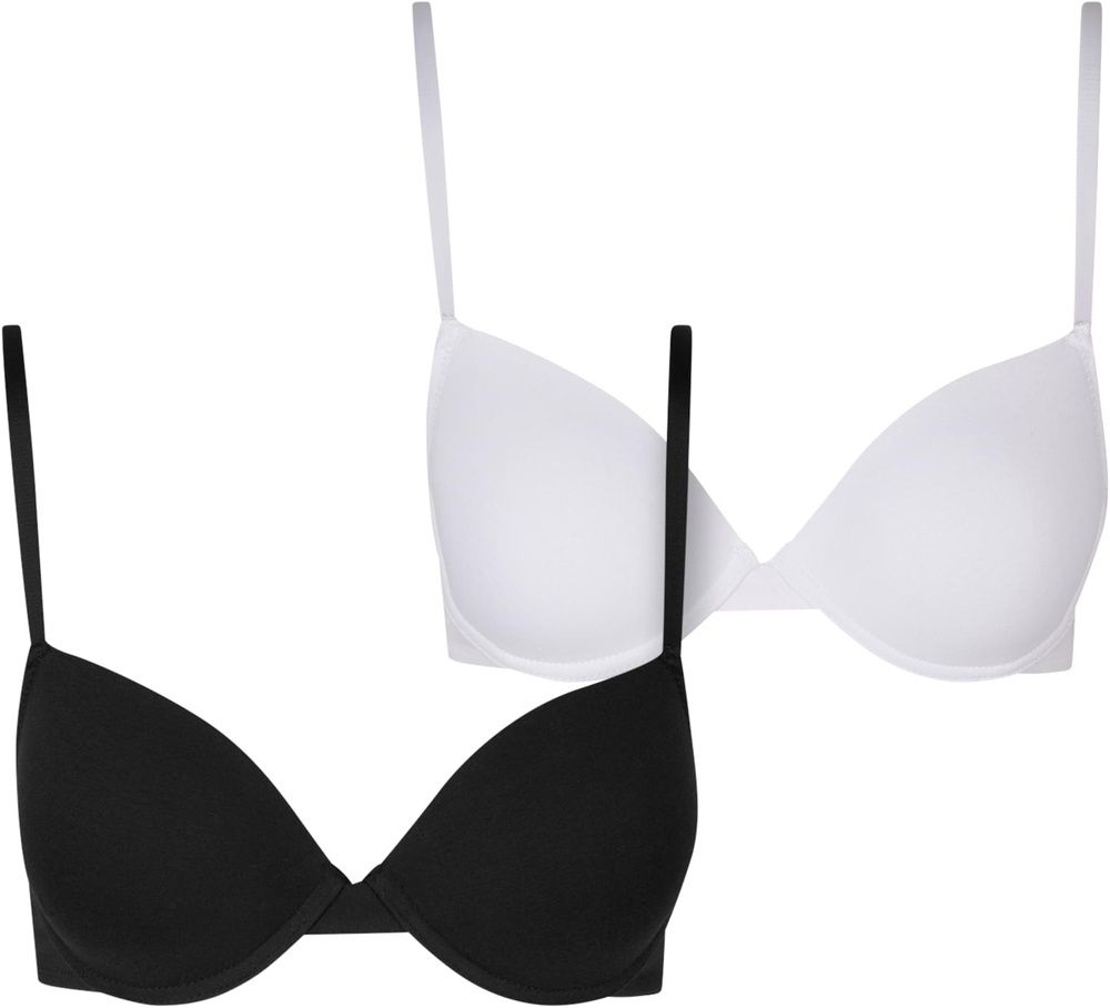 UrbanClassicsDamenBHmitBgelLadiesBasicCottonBra2-PackTB7652ABlackWhite-70A