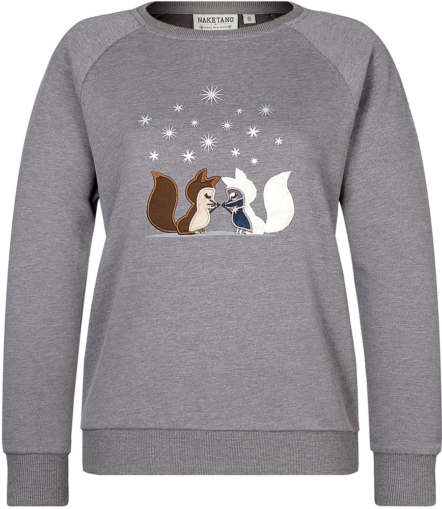 NaketanoDamenPulloverKrokettenhorst1801-0102DarkGreyMelange2Foxes-Appl-XS