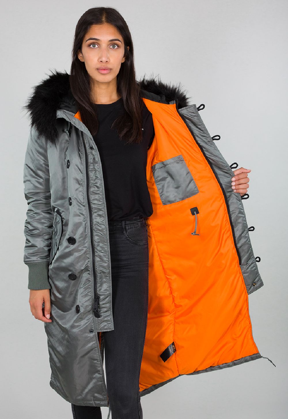 AlphaIndustriesDamenJackeLongFishtailWomenVintageGreen-XS